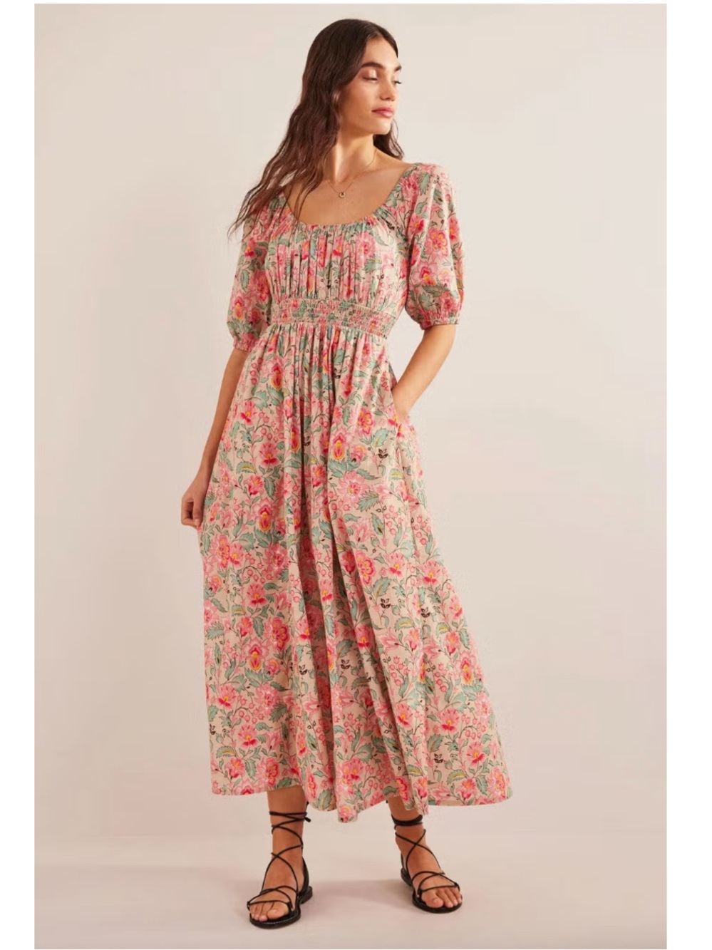 NWT Boden Scoop Neck Floral Maxi Dress, Size 8P